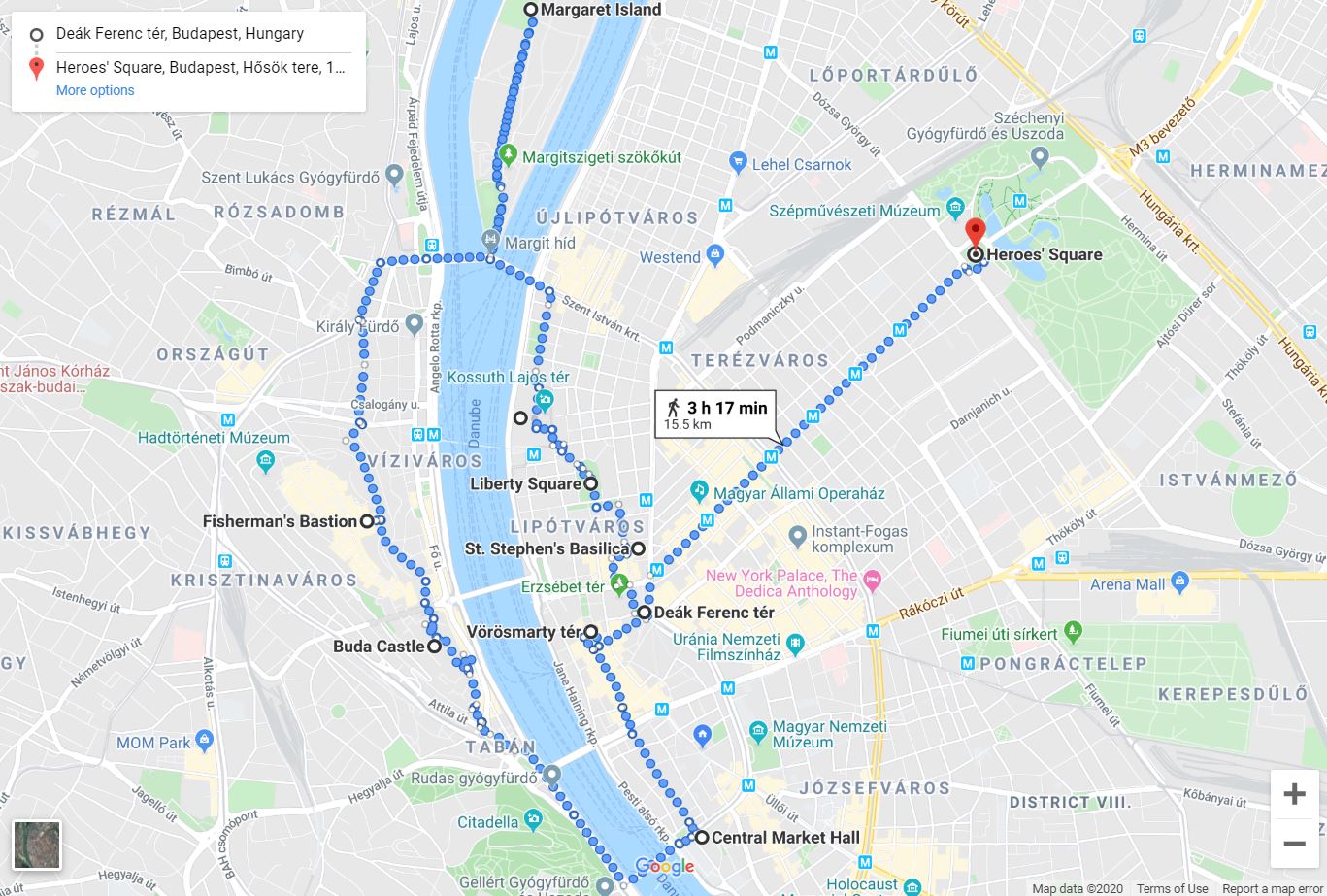 tourist walking map of budapest